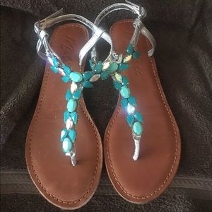 Matisse silver and teal embellished sandals